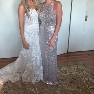 David’s Bridal Size 2 Champagne Sequined Dress